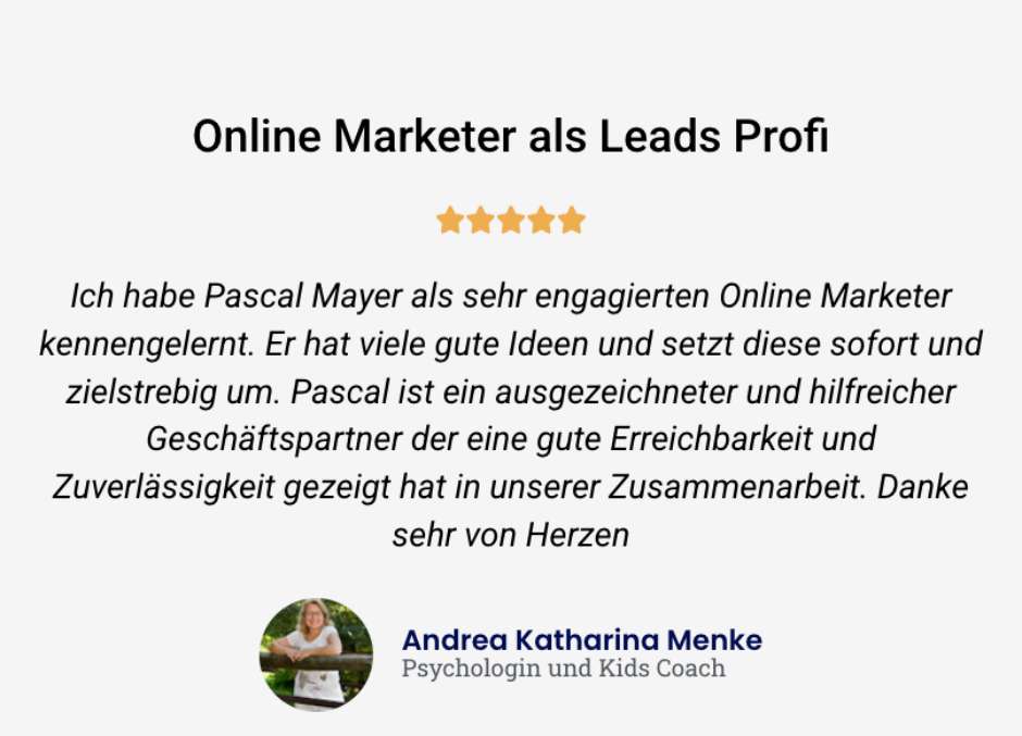 Andrea Katharina Menke - Bewertungen Ways 2 Leads , Pascal Mayer